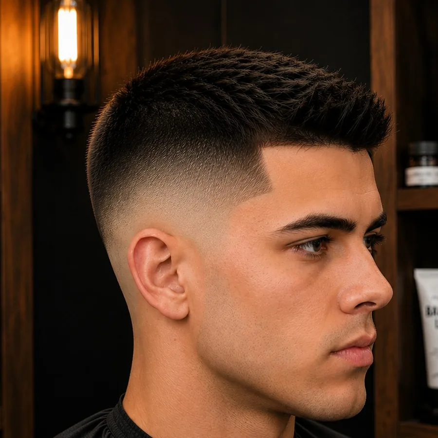 Skin Fade — corte antes y después simulado con IA en BarberLab