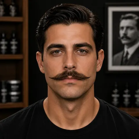 English Mustache — bigote de barbería, foto real | BarberLab