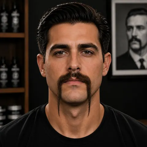 Fu Manchu Mustache — bigote de barbería, foto real | BarberLab