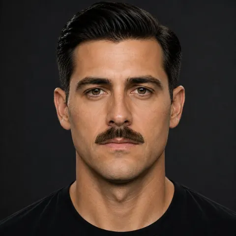 Lampshade Mustache — bigote de barbería, foto real | BarberLab
