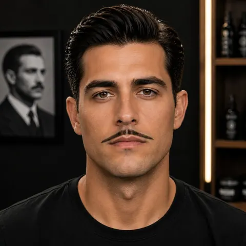 Pencil Mustache — bigote de barbería, foto real | BarberLab