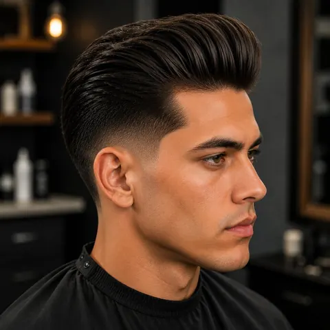 Pompadour — corte de cabello de barbería, foto real | BarberLab
