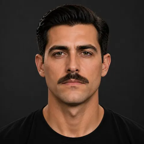 Pyramid Mustache — bigote de barbería, foto real | BarberLab