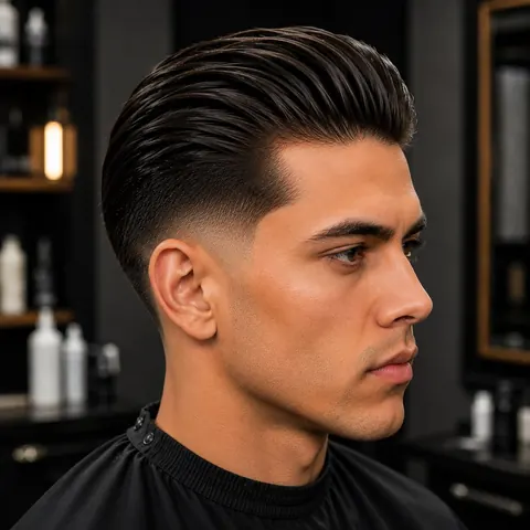 Slick Back — corte de cabello de barbería, foto real | BarberLab